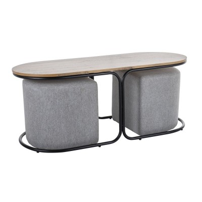 Комплект SIGNAL DUAL (стол журнальный + 2 пуфа) дуб артизан/черный/серый